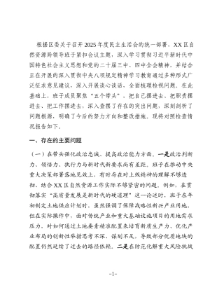 局领导班子2025年度民主生活会对照检查材料(五个带头)