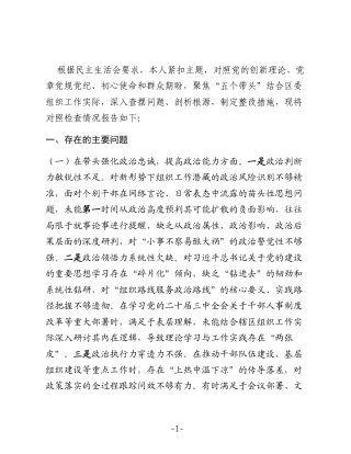 区委常委、区委组织部长2025年度民主生活会个人对照检查材料