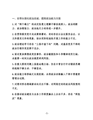 2025年度民主生活会批评意见（50条）