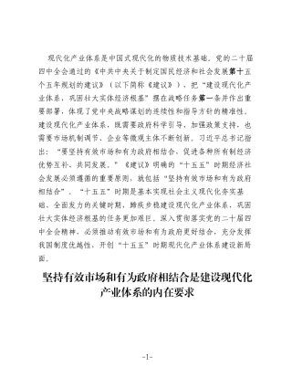 研讨发言：坚持有效市场和有为政府相结合建设现代化产业体系